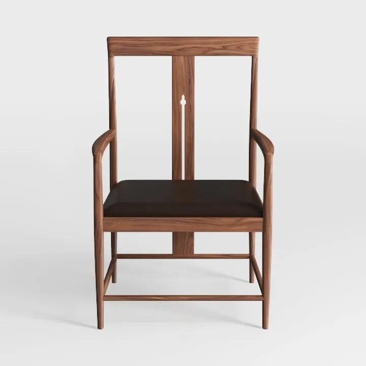 Linon Cleary Warm Brown Wood Arm Chair with