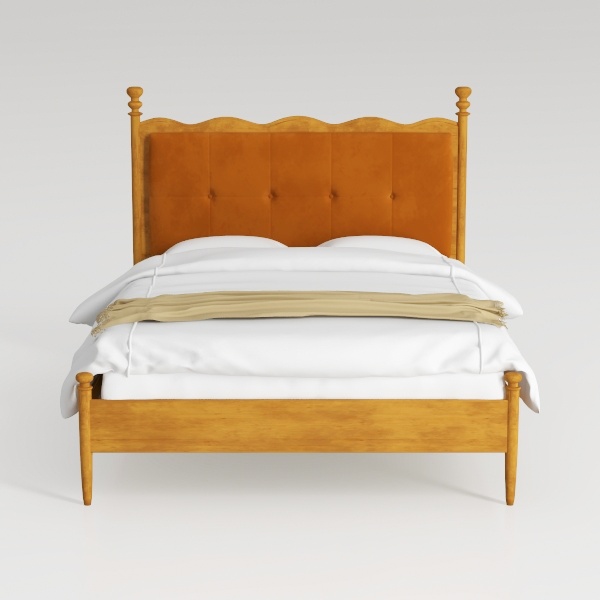 Baxton Studio Lilia Boucle Platform Bed with Scall