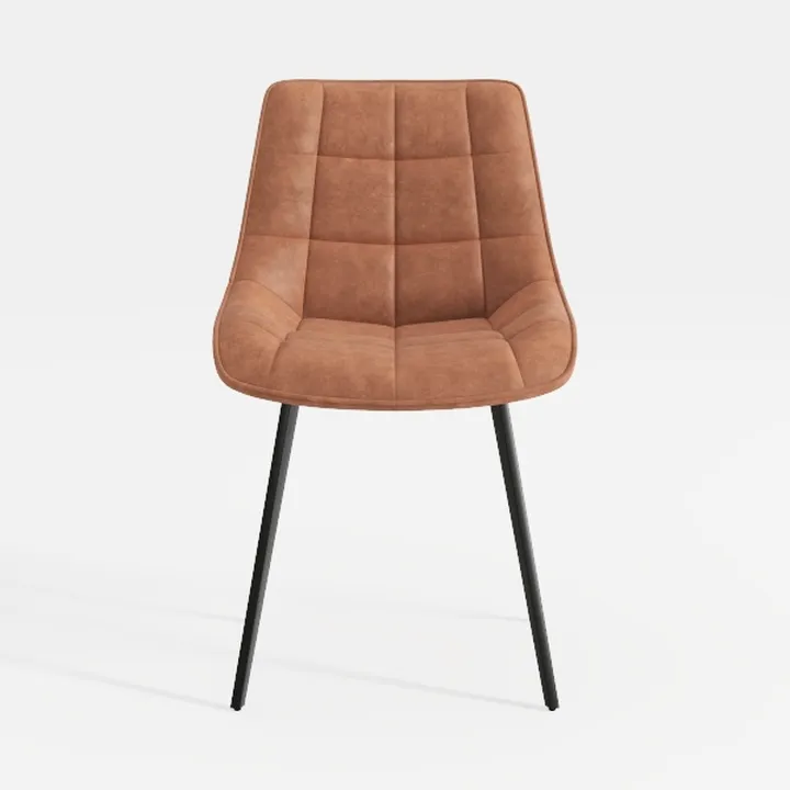 Modern Tufted Brown Leather Upholstered Dining Chair 3D Model