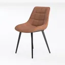 Modern Tufted Brown Leather Upholstered Dining Chair 3D Model Left 45 Degree View