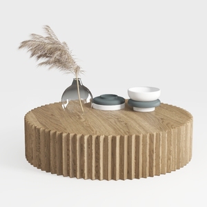 WILLIAMSPACE 31.49" Oak Round Coffee Table, Modern