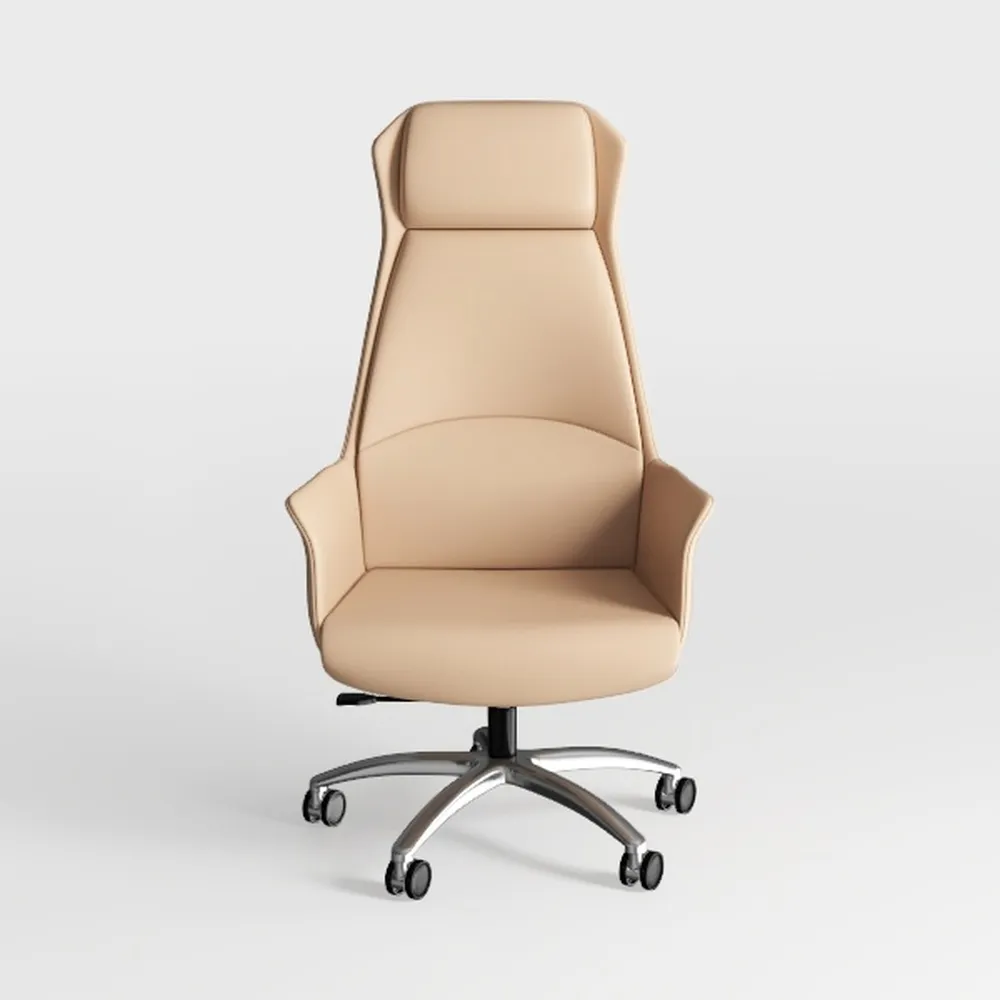 Leather Executive Office Chair with Aluminum Frame