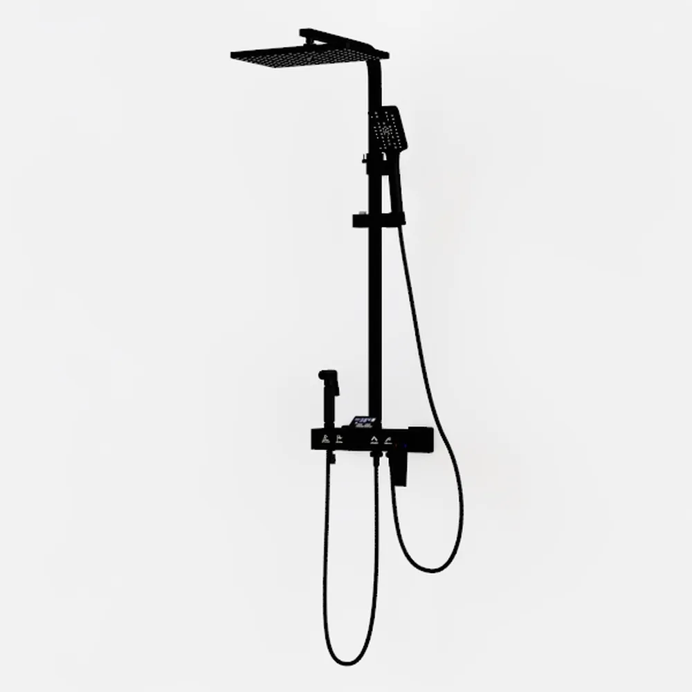 Wall Mounted Outdoor Shower System Matte Black 6"