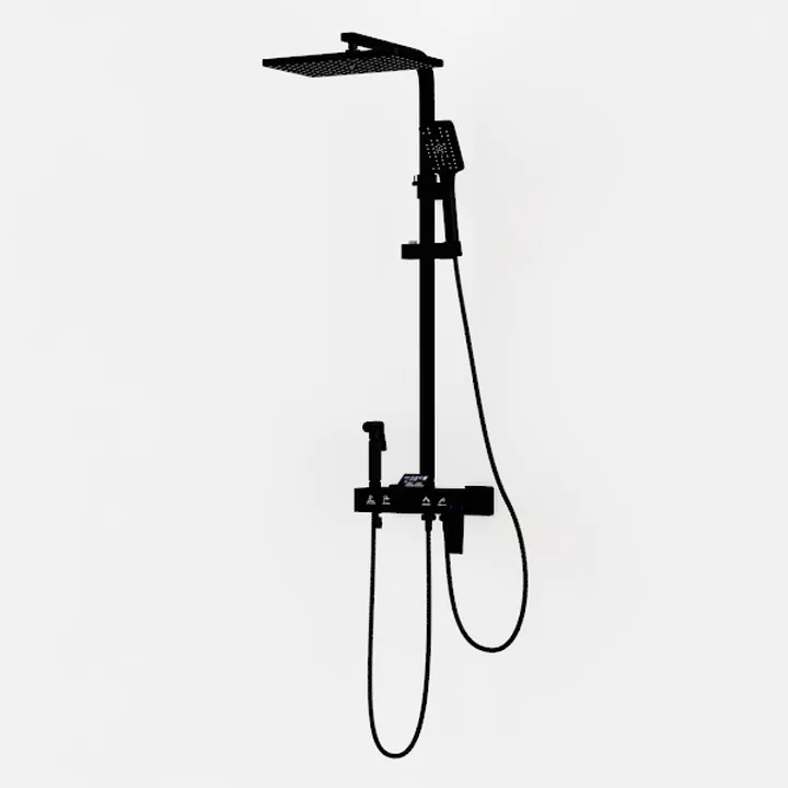 Wall Mounted Outdoor Shower System Matte Black 6"