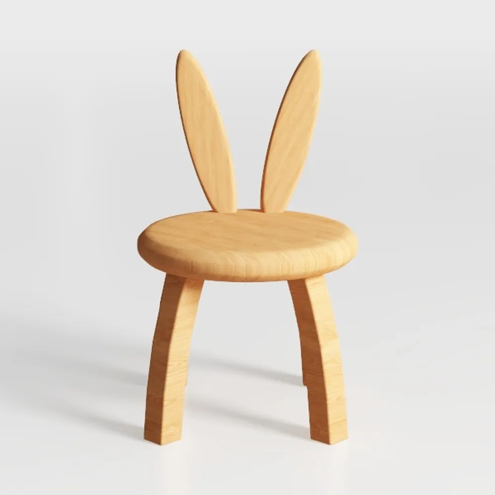 Bunny Chair for Kids 1-4 Years, Wooden Base with