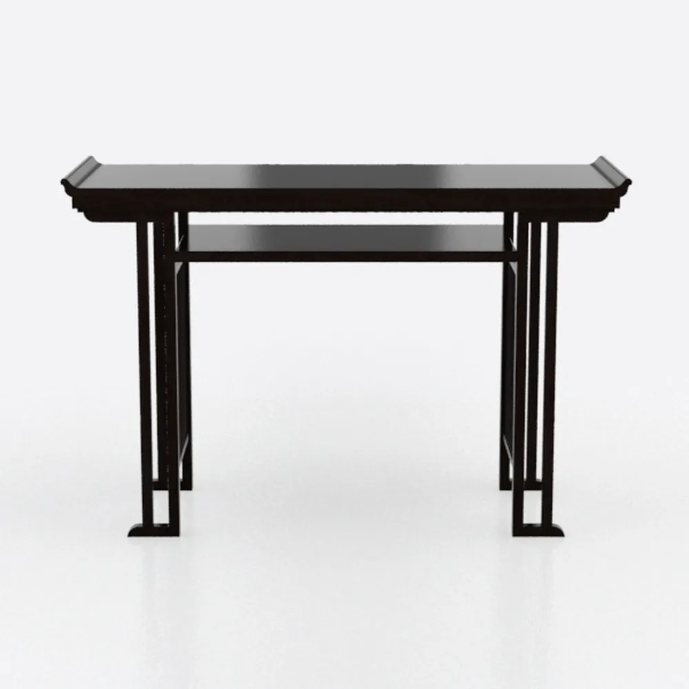 59 in. Black Rectangle Wood Console Table with L-S