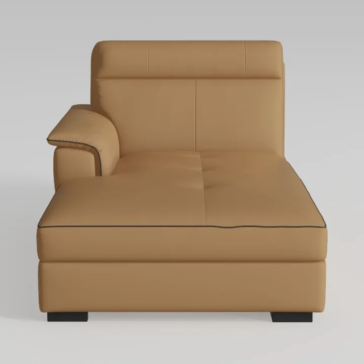 Modern Tan Leather Left Arm Chaise Lounge 3D Model