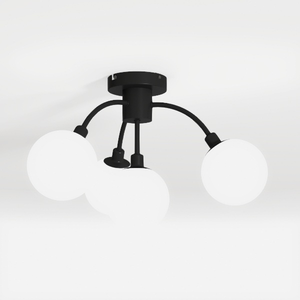 semi Flush Mount Ceiling Light Black 3-Light