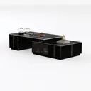 Modern Black Gold Accent Glass Top Extendable Coffee Table 3D Model Left 45 Degree View