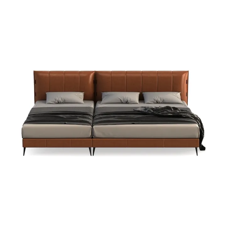 LSIGHTUS Vintage Brown Full Size Bed Frame, Uphols