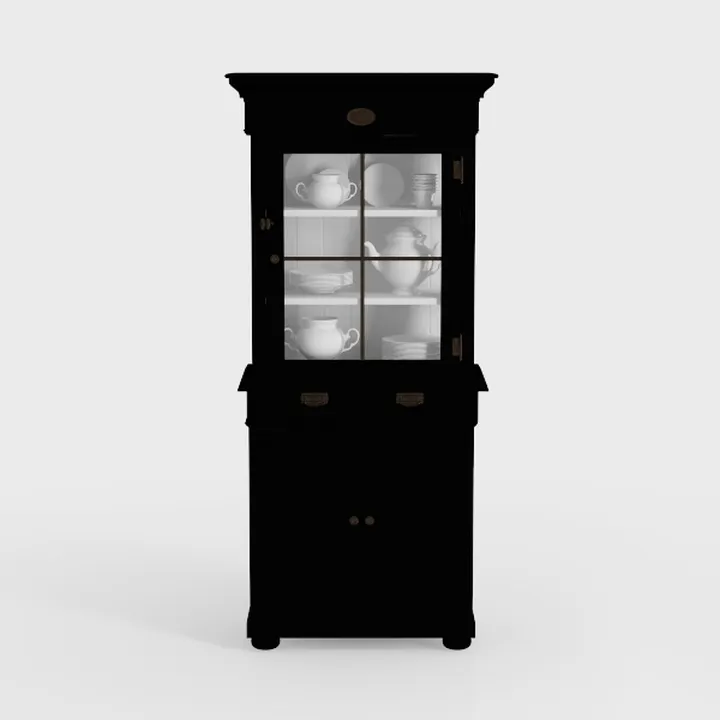 Iwell 63.8" Black Corner Cabinet with 4 Doors and