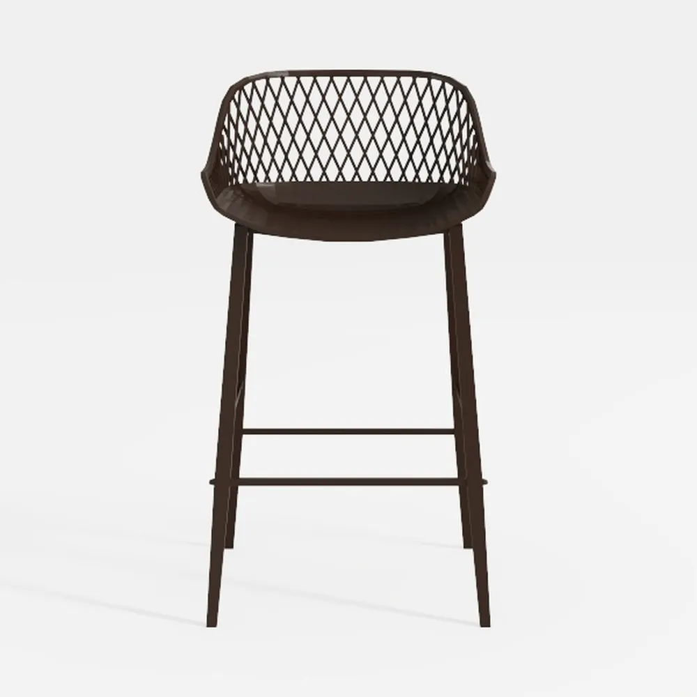 40.5 in. Black Rattan Bar Stool with Metal Frame