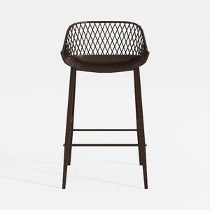 40.5 in. Black Rattan Bar Stool with Metal Frame