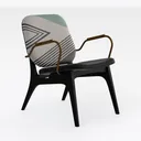 Modern Geometric Pattern Fabric Metal Armchair 3D Model Right 45 Degree View