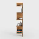 Minimalist Solid Wood Asymmetrical Bookshelf 3D Model Front View
