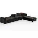 Modern Velvet Tufted L Shaped Sectional Sofa 3D Model Right 45 Degree View