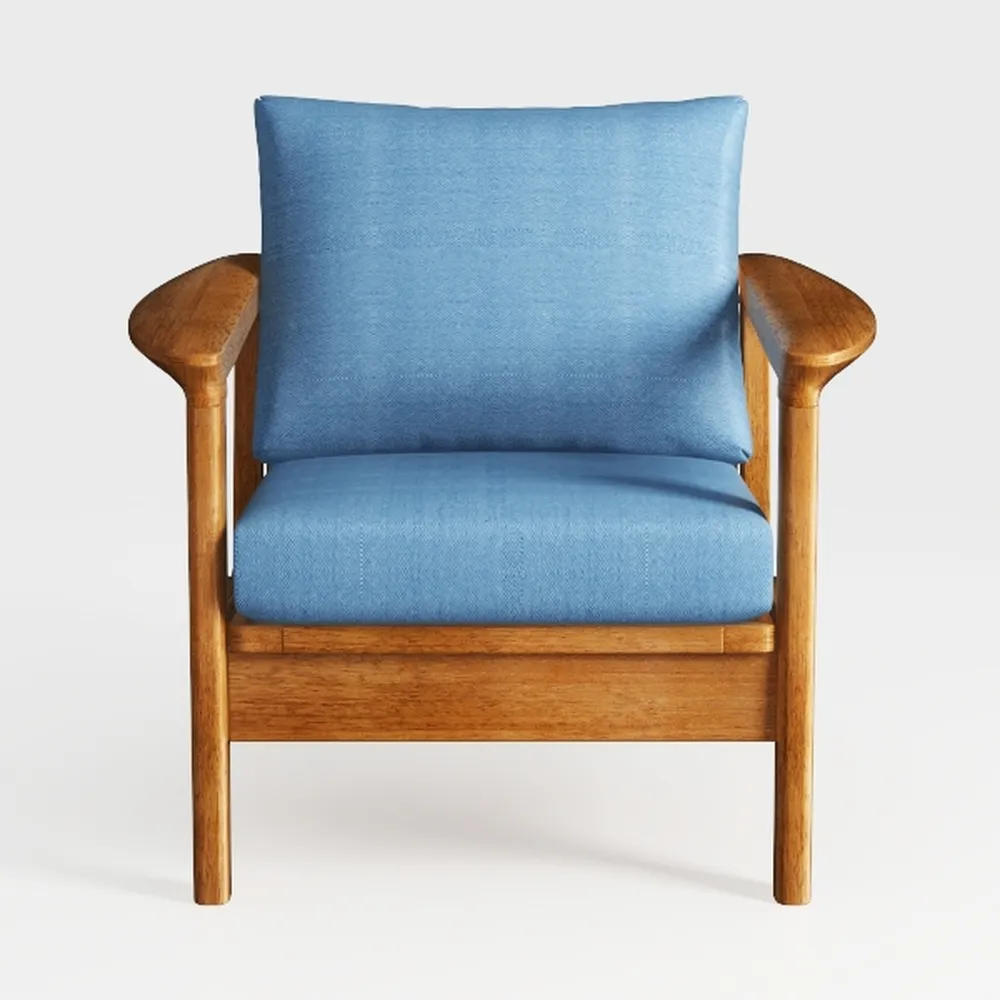 Bonnlo LinenTeal Mid Century Modern Accent Chair