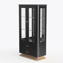 Display Cabinet with LED Lights, Curio Storage Left 45 Degree View