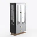 Display Cabinet with LED Lights, Curio Storage Right 45 Degree View