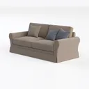 Minimalist Fabric Loveseat Sofa with Throw Pillows 3D Model Left 45 Degree View