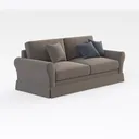 Minimalist Fabric Loveseat Sofa with Throw Pillows 3D Model Right 45 Degree View
