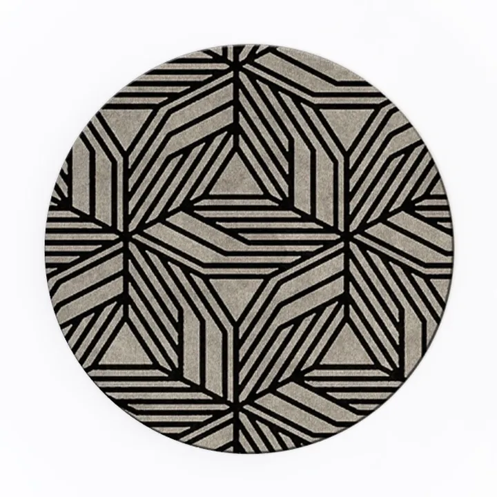 Minimalist Geometric Round Area Rug 3D Model
