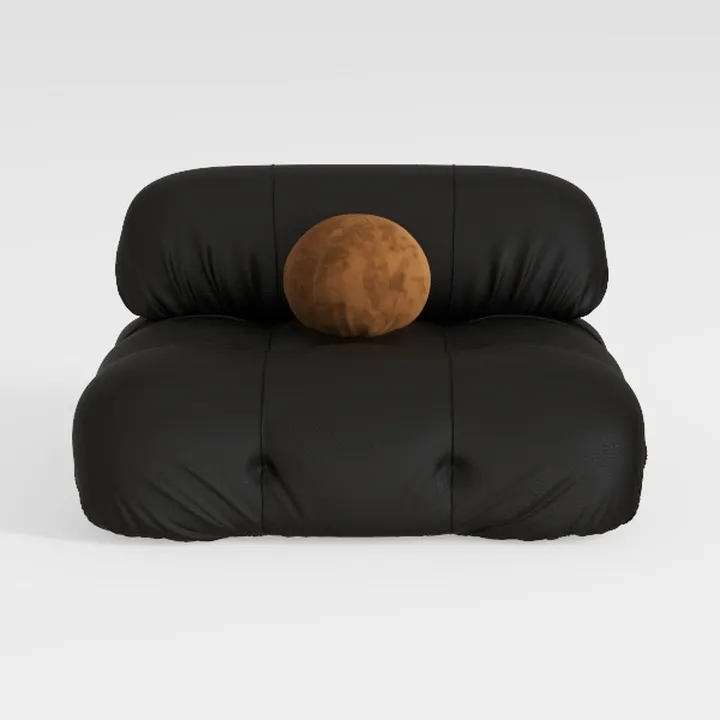 Poltrona lounge in morbido mohair beige orsacchiotto pigro poltrona caminetto Love Seat sedia da pavimento con nero 75 cm dimensioni accogliente ed elegante opzione di seduta per arredamento casa