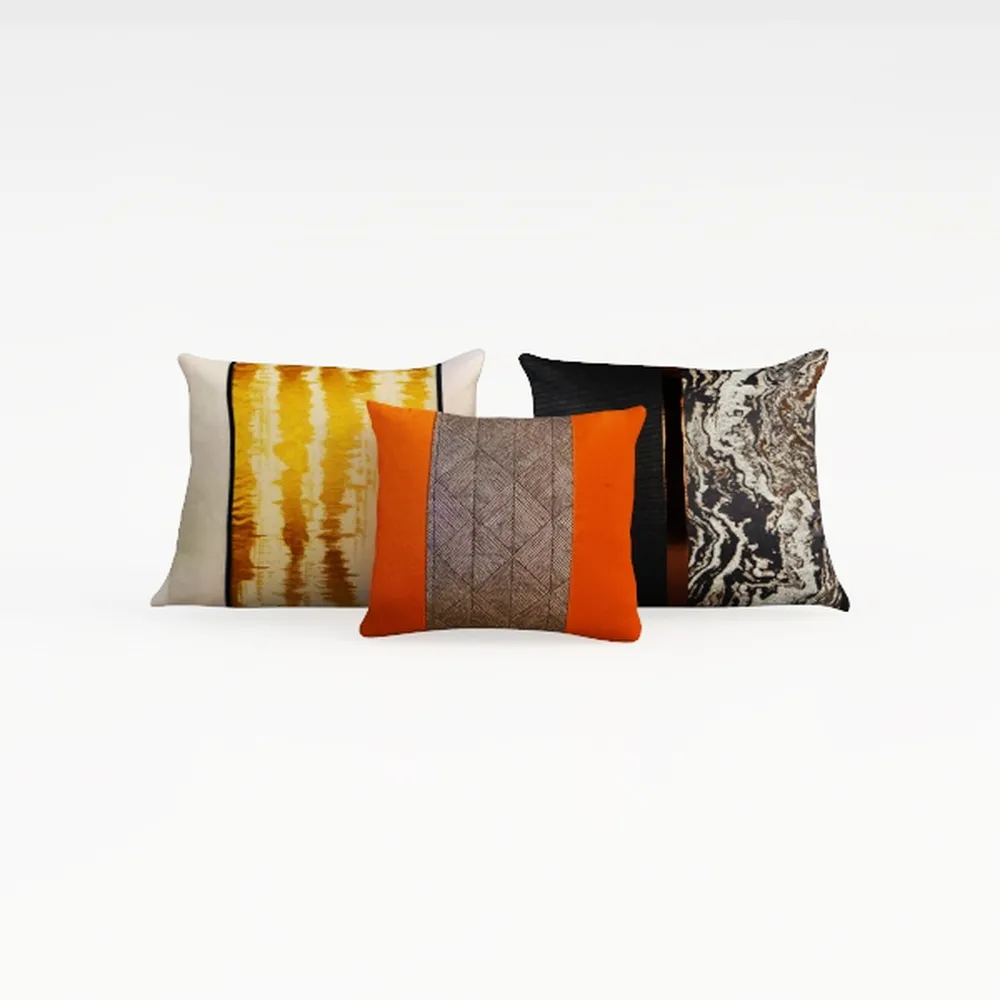 Set of 2 Brown Boho Faux Leather Decorative Throw