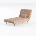 Minimalist Tufted Fabric Chaise Lounge with Accent Pillow 3D Model Left 45 Degree View