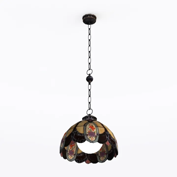 Vintage Stained Glass Pendant Lamp 3D Model