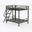 Modern Metal Bunk Bed with Attached Round Step Ladder 3D Model Left 45 Degree View