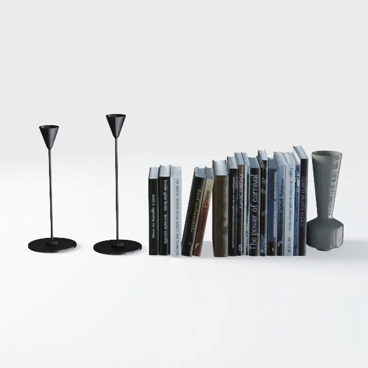 Minimalist Metal Table Lamps Bookends Decorative Set 3D Model