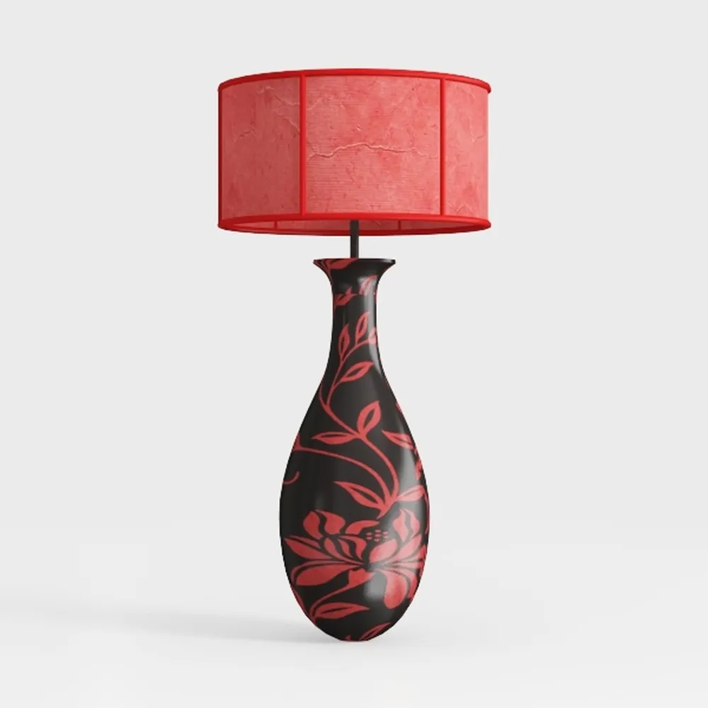 ALAZA Table Lamp for Bedroom Nightstand Red Black