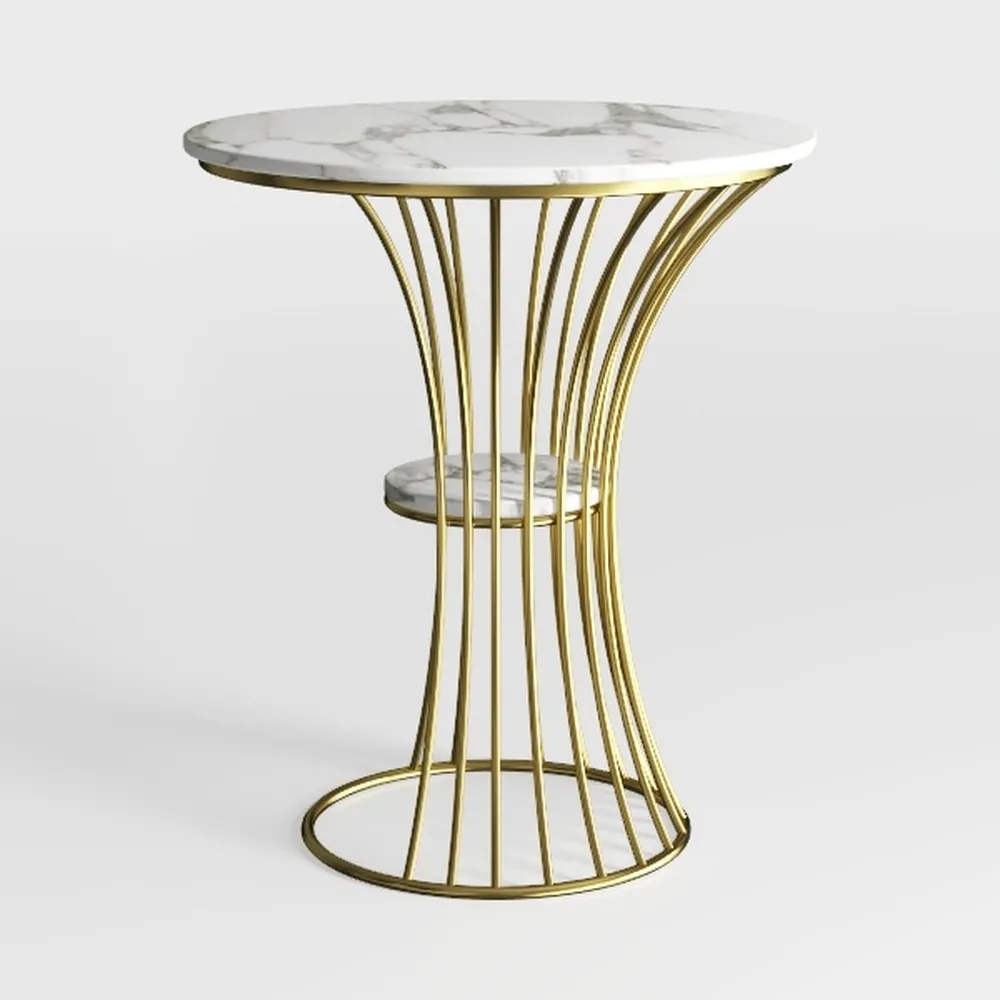 Little Tree Square 2-Tier Faux Marble End Side