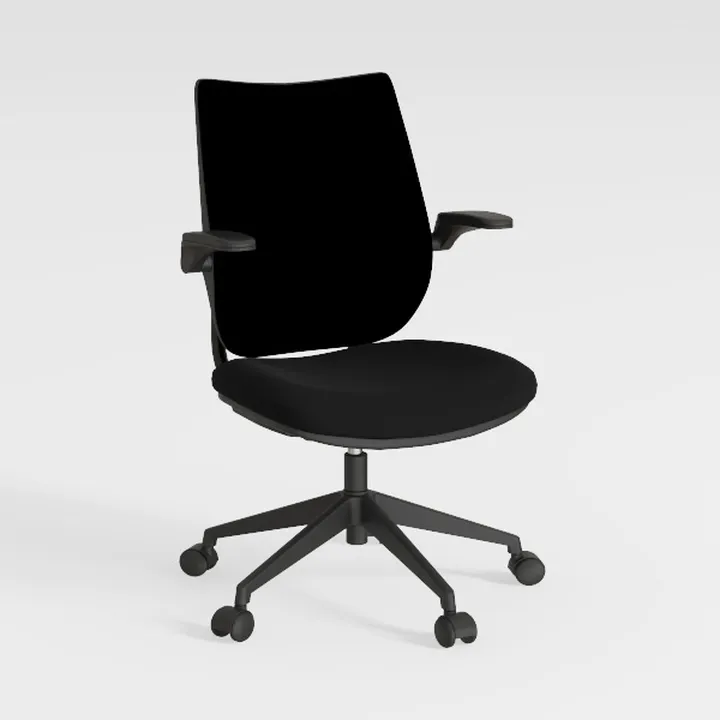 Minimalist Black Fabric Office Chair with Adjustable Armrests 3D Model
