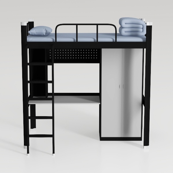 Twin Size Low Loft Bed with Ladder and Fence, Wood