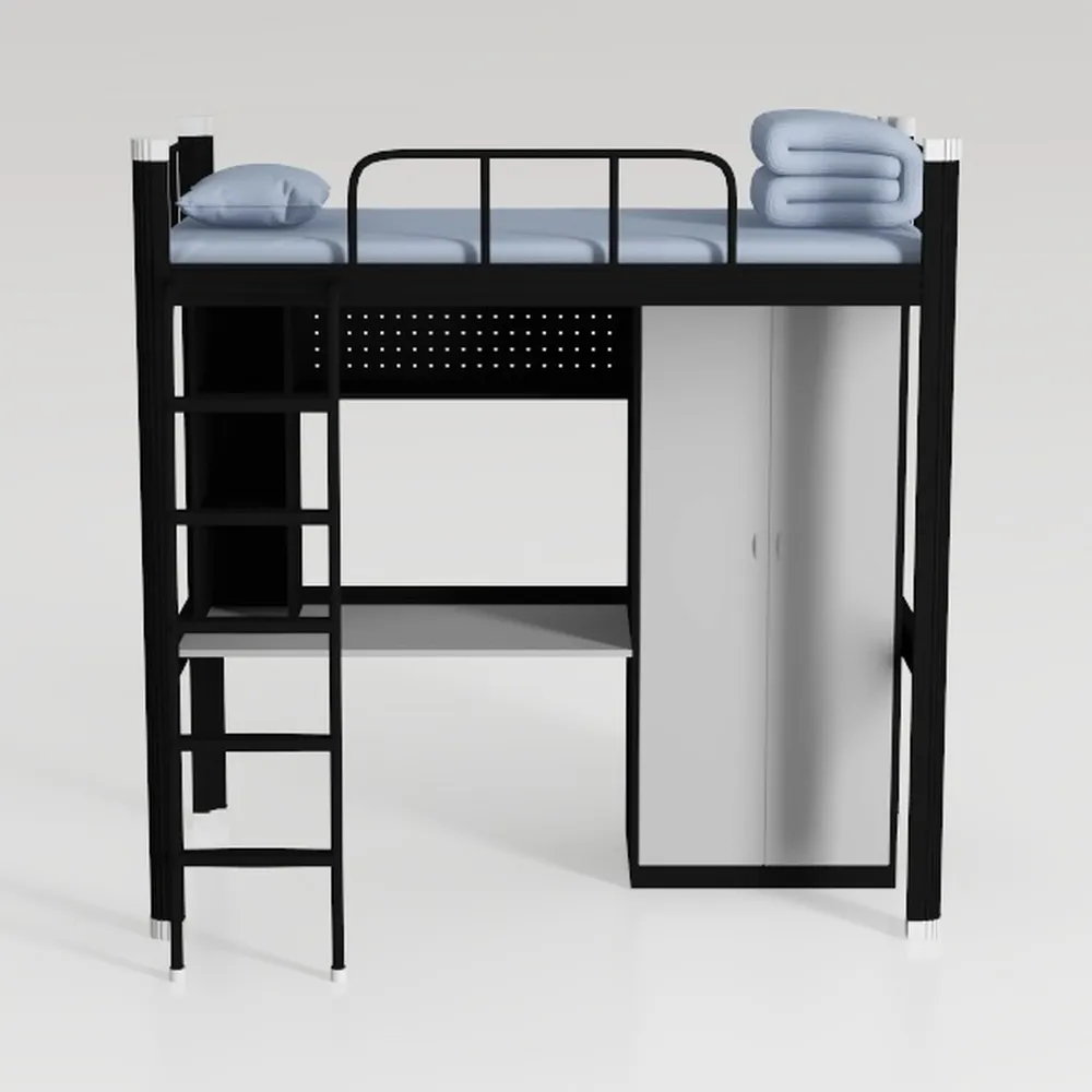 Twin Size Low Loft Bed with Ladder and Fence, Wood