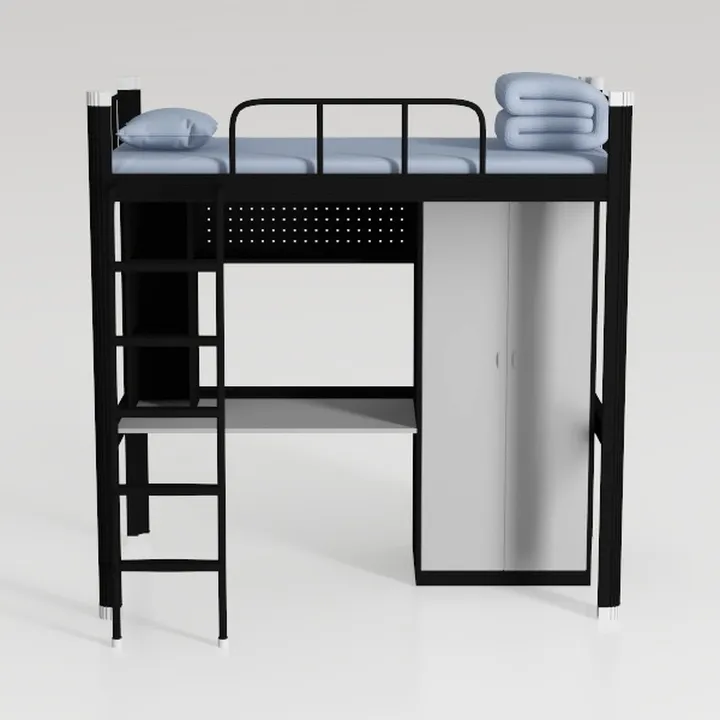 Twin Size Low Loft Bed with Ladder and Fence, Wood