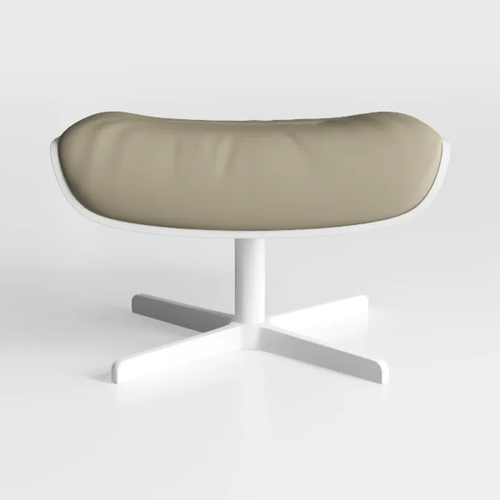 Modern Minimalist Fabric Upholstered White Metal Ottoman 3D Model