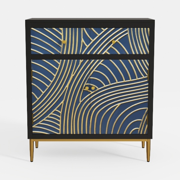 Antique Wood Carved Accent Cabinet with 2 Doors