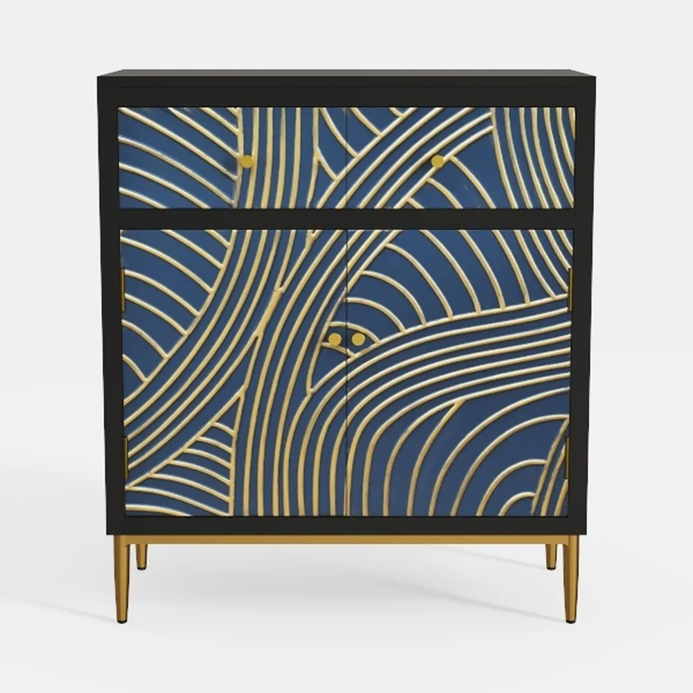 Antique Wood Carved Accent Cabinet with 2 Doors