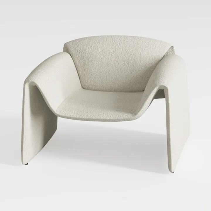 Minimalist Boucle Fabric Armchair Modern Accent Chair 3D Model