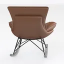 Modern Leather Upholstered Metal Frame Rocking Chair 3D Model Right 45 Degree View
