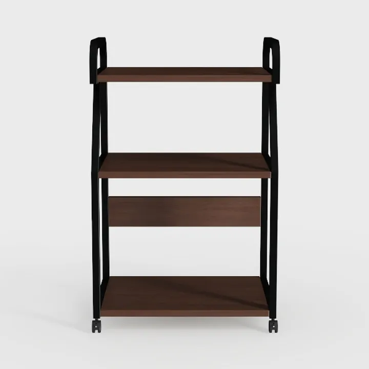 Modern Industrial Solid Wood Metal Rolling Storage Shelf 3D Model