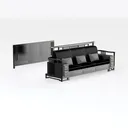 Antetek 2-Piece Comfy Upholstered PU Leather Sofa  Right 45 Degree View