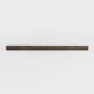 Minimalist Marble Top Solid Wood Long TV Cabinet 3D Model
