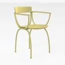 Minimalist Pastel Metal Armchair 3D Model Right 45 Degree View