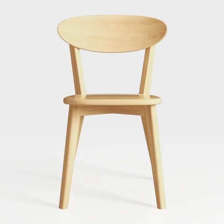 Solid Oak Wood Dining Chairs Set of 2, Mid Century