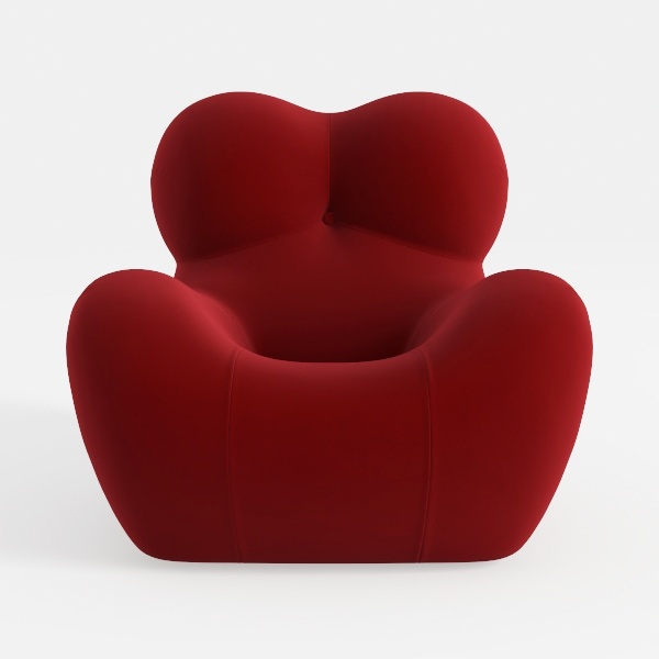 Lip-Shaped Velvet Loveseat Sofa, 80 Inch Red State