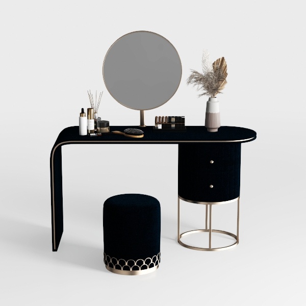 FUNKOCO Black Small Writing Desk with Drawers, 40 